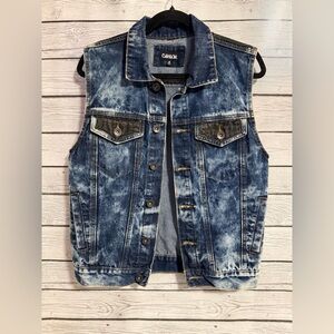 Carbon Distressed Blue Denim Vest